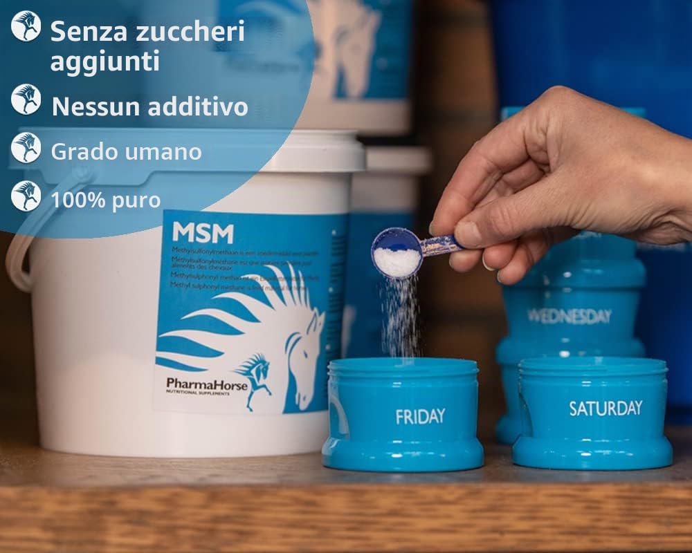PharmaHorse MSM | qualità per Uso Umano | 100% Senza zuccheri aggiunti | Alto dosaggio | 100% Privo di doping | 5000 Grammi