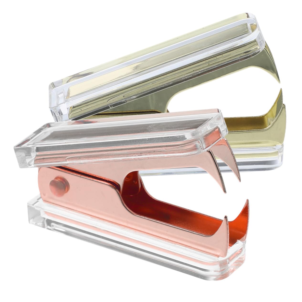 NUOBESTY 4 Set Levapunti Acrilico Per Ufficio Strumento Manuale Per Rimuovere Graffette Design Elegante Oro E Rosa Oro Per Scrivania E Ufficio 2 Pezzi * 4