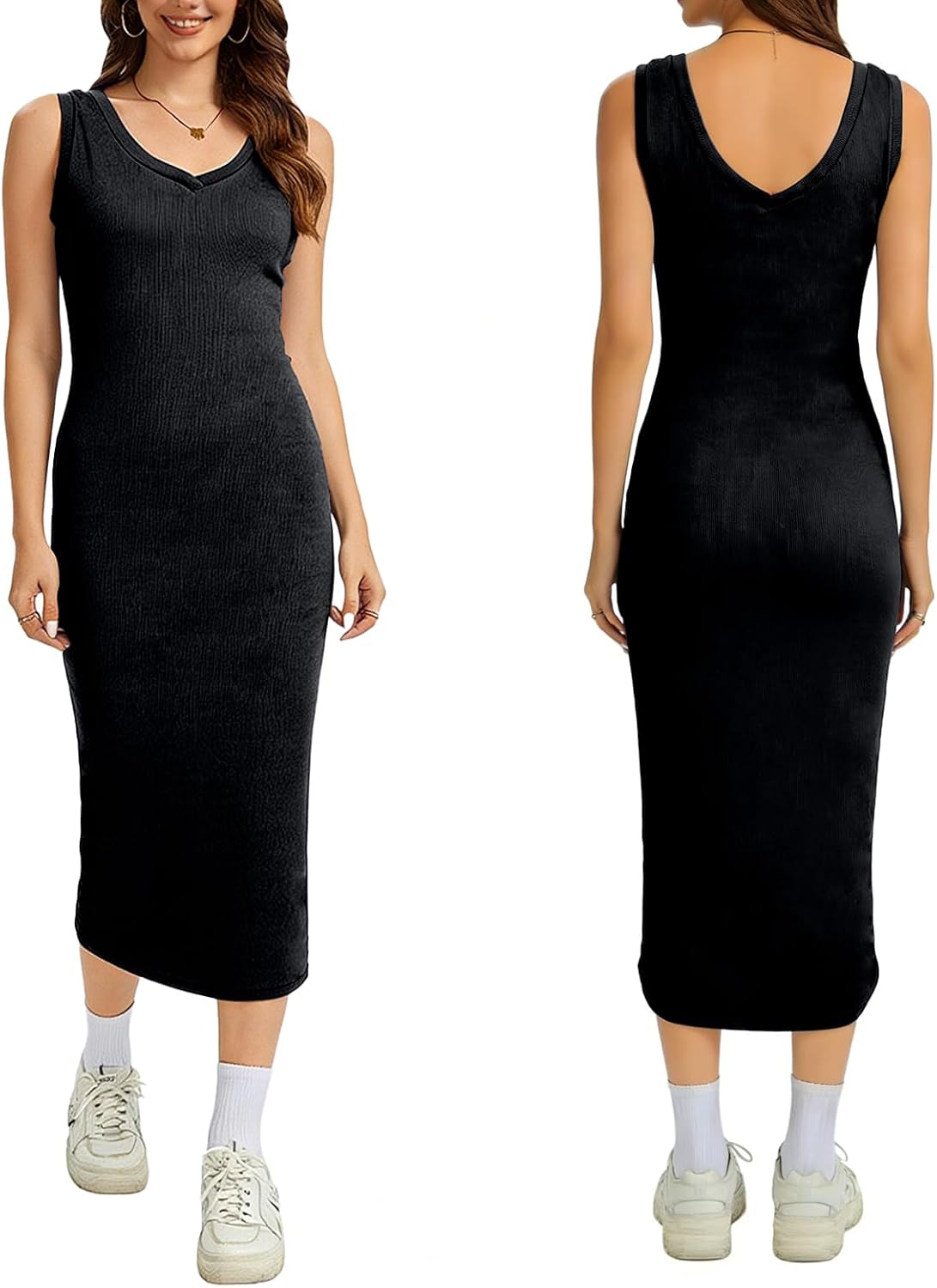 Women's 2 Piece Matching Knit Sweater Set, Long Sleeve V-Neck Top with Maxi Skirt, Effortless Style for Vacation - Image 5