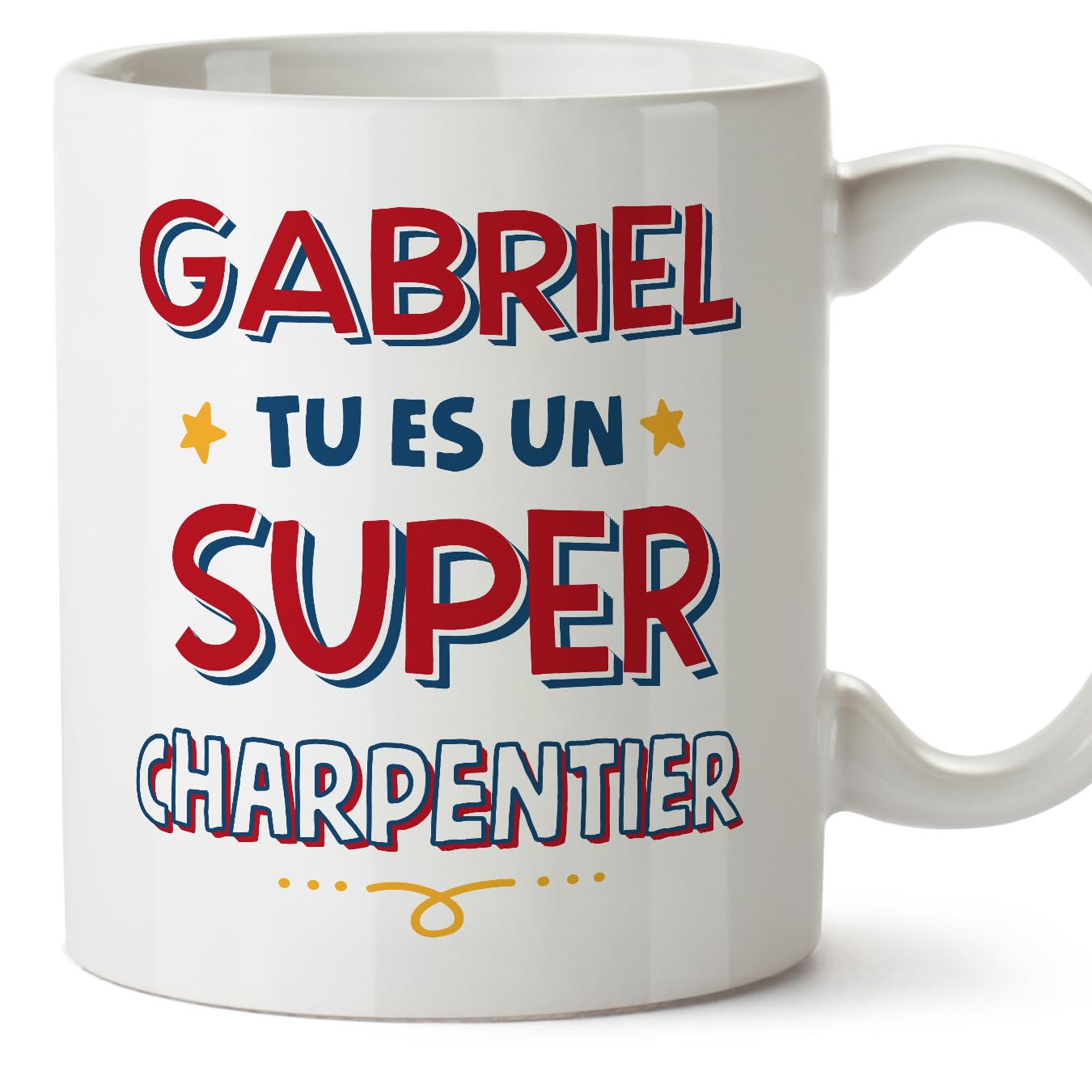 MUGFFINS Personalised Mug for Carpenter Man - in French - Tu ES Super - Funny Custom Gift for Colleagues - Ceramic 11oz Mug — image 1