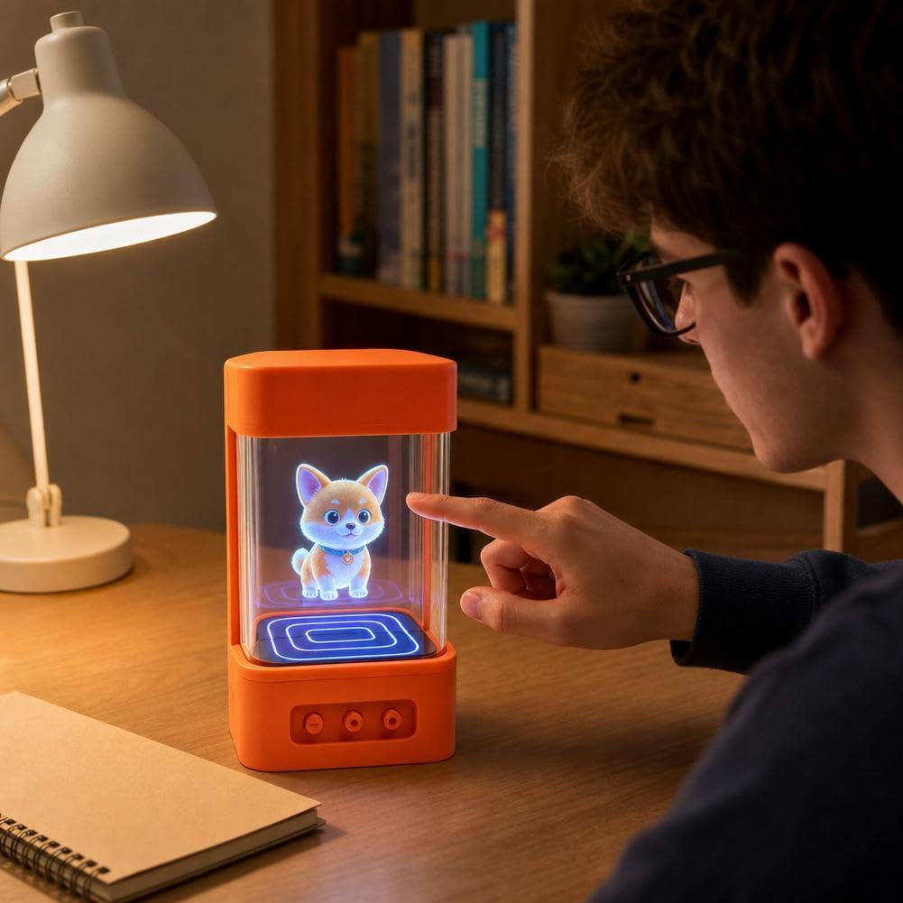 Robot hologramowy AI, wyświetlacz projekcyjny 3D, inteligentny gadżet na biurko, interaktywny gadżet, sterowanie głosem WiFi, ładowalna obudowa ABS, animowane awatary, idealny do biura domowego