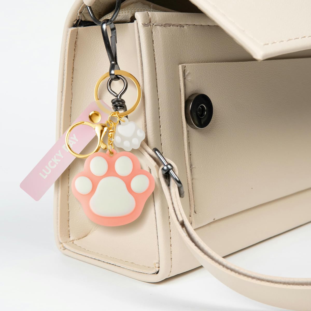 Lotsdonxia 3 Pcs Cat Paw Keychain Toy, Creative and Cute Cat Annoyance Decompression Decorative Pendant - Image 4