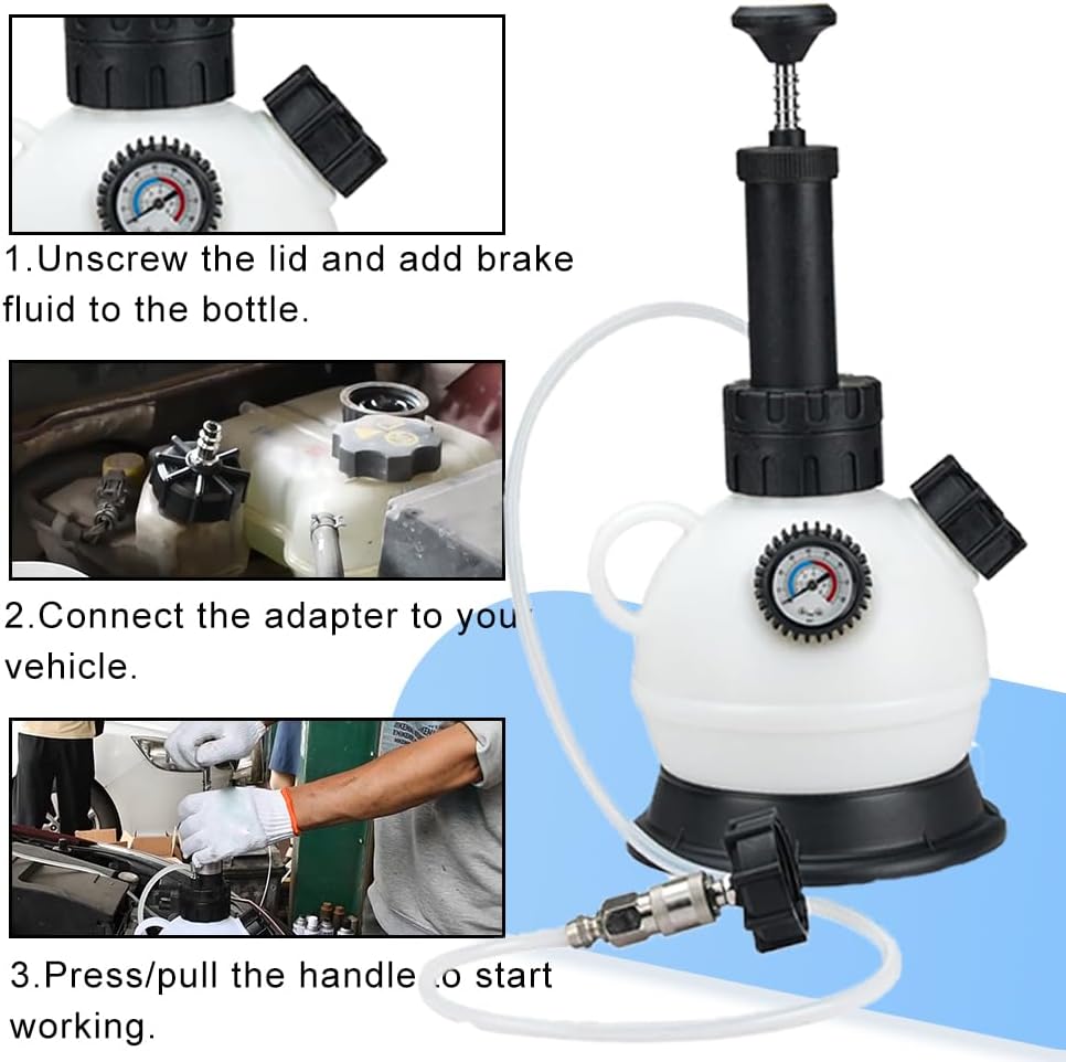 2L Manual Brake Bleeder Fluid Pump, Professional Brake Bleeder Kit with 1L Brake Fluid Bleed Bottle, Brake Fluid Bleeder Kit,Brake Bleeding Vacuum Pump Kit for Most European Car Models