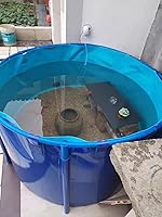 Vista 3 de WANLIAN Piscina sobre el Piso de Lona Circular para Peces Estanque de Lona Grueso Cinturón Marco Grande Plegable al Aire Libre Lona para Cultivo