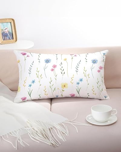 Miniatura 4 de CarOptics Funda de almohada floral primaveral de 18 x 18 pulgadas, diseño de mariposas y botánicos, funda de cojín decorativa rústica para el hogar