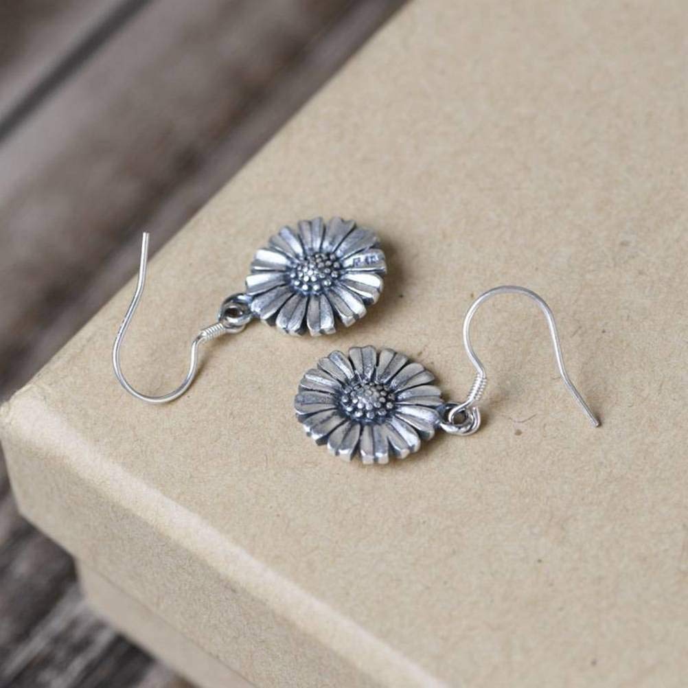 do chińskiego kolczyki z bębenkiem bębenkiem w stylu Sterling Retro Sun Flowry Temperament
