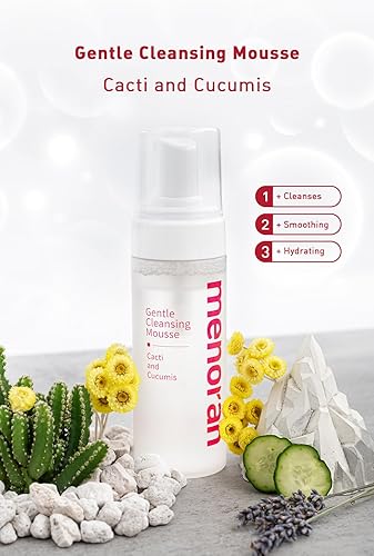 Miniatura 4 de menorah Mousse de limpieza suave - Jabón facial hidratante con pH equilibrado con extractos de cactus y pepino, limpiador diario calmante para