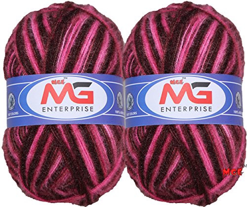 Image of M.G Feather Soft Black Pink 200 gm Hand Knitting Wool /Art Craft Soft Fingering Crochet Hook Yarn, Needle Acrylic Knitting Yarn Thread Dyed A