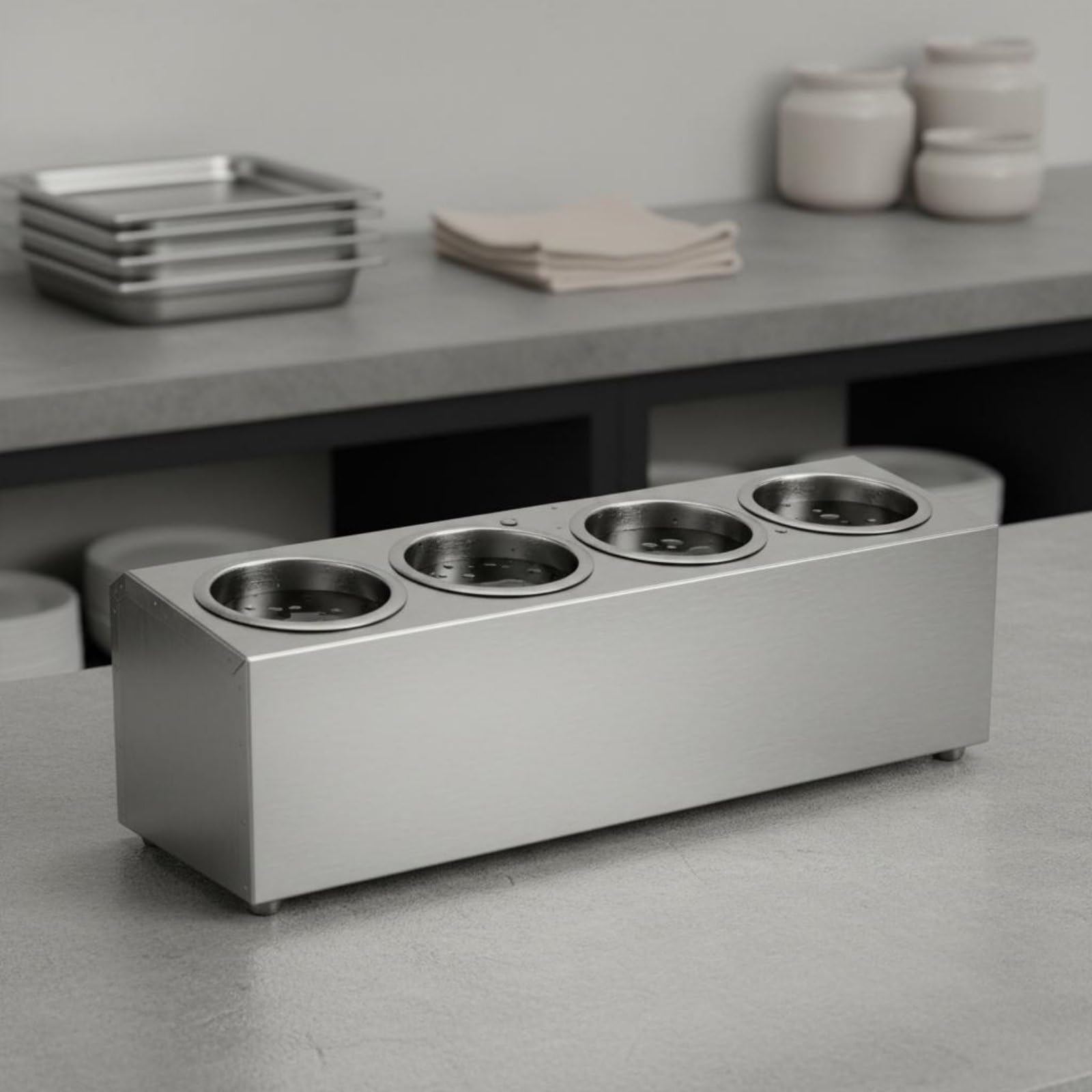 Portacubiertos Cubertero Soporte , Organizador De Utensilios De Acero Inoxidable, 2 Compartimentos Individuales, 265x156x175 MM