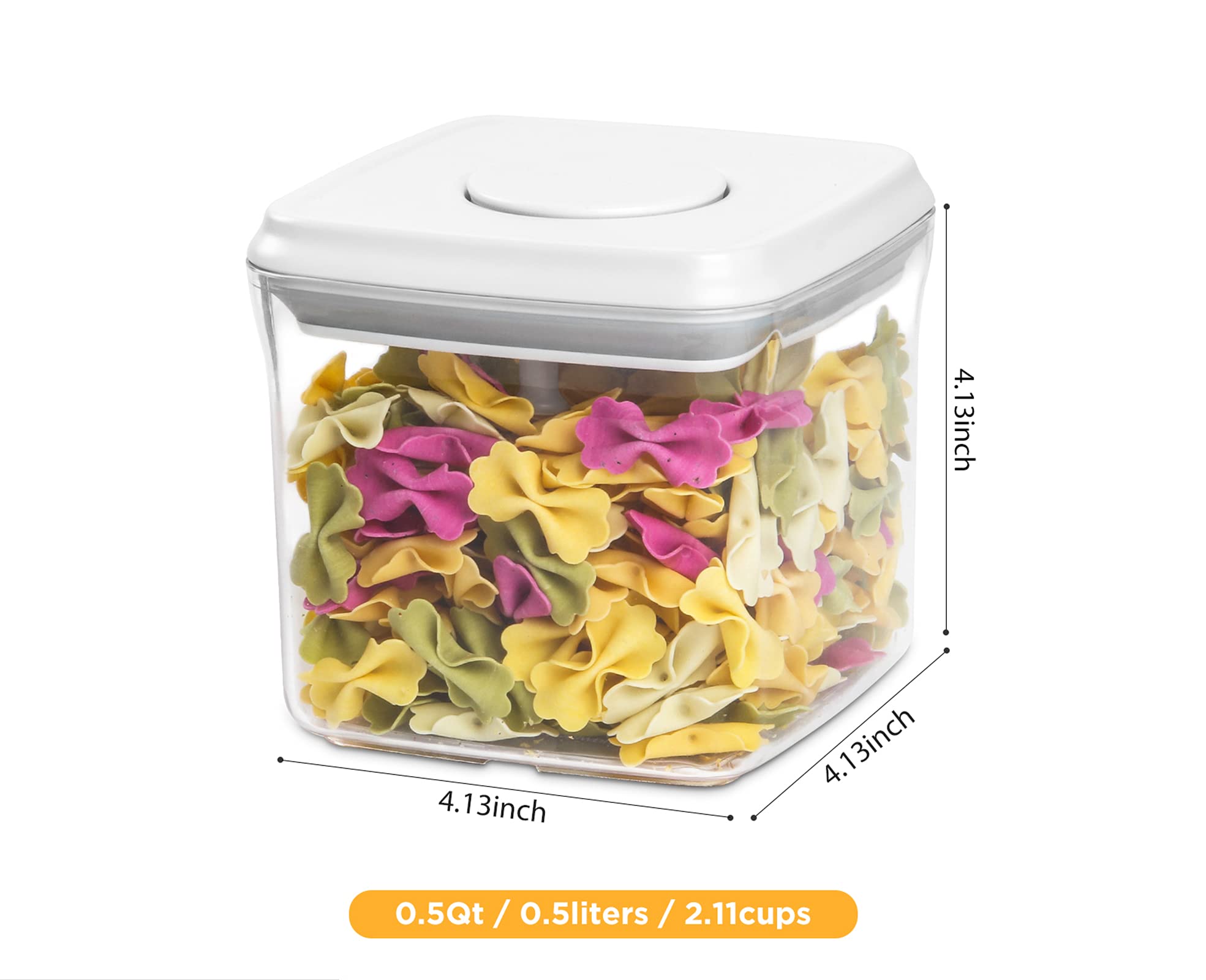 Airtight Food Storage Container, ANVAVA 500ml Stackable Square Clear