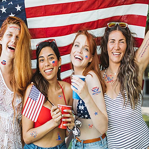 Runloon 10 Sheets 4Th Of July Temporary Tattoos Patriotic Temporary Tattoos Red White And Blue Party Supplies Usa Face Tattoos For Usa Party Favors Decorations Patriotic Party Independence Day Party #TOP2