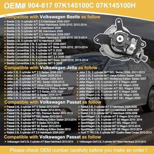 Bomba de vacío de freno compatible con Volkswagen Beetle Golf Jetta Passat Rabbit SportWagen 2006-2014 Audi TT Quattro RS 2012-2013 2.5L 07K145100C 07K145100H miniatura 2
