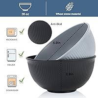 Vista 62 de Wrova Wheat Straw Bowl Sets of 8,Unbreakable Cereal Bowl 26 OZ,Microwave and Dishwasher Safe Bowls,Bowl Sets suitable for Cereal,Salad,Snack and