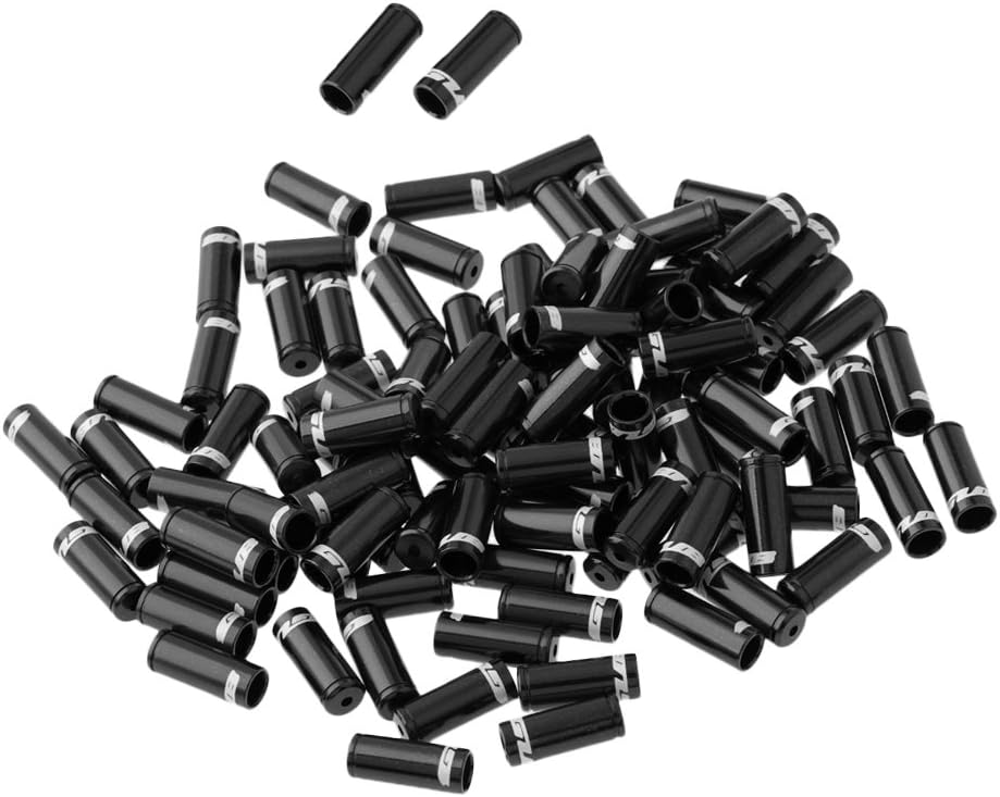 100pcs 5mm Alloy Bike Brake Cable Housing End Tips Crimp Set, CNC Processed Aluminum Alloy, s Fraying and Rusting, 6 Bright Colors, Suitable for 5mm Brake Cable, for DIY Bike - Black