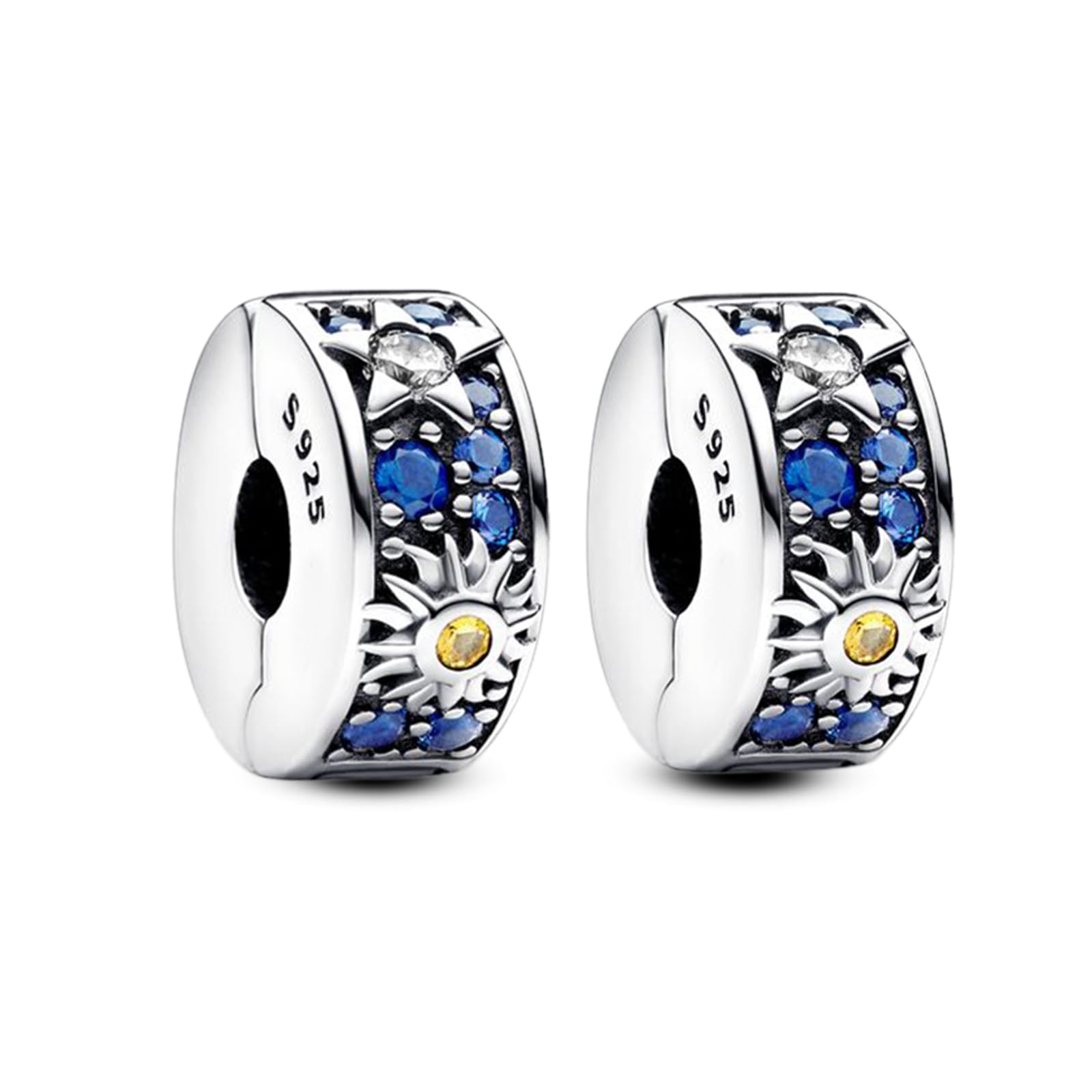 Annmors Stopper Clips Abalorios para pulseras Plata de Ley 925 con Circonita Cúbica para mujeres collares regalo Clips Abalorios con circonita cúbica 5A
