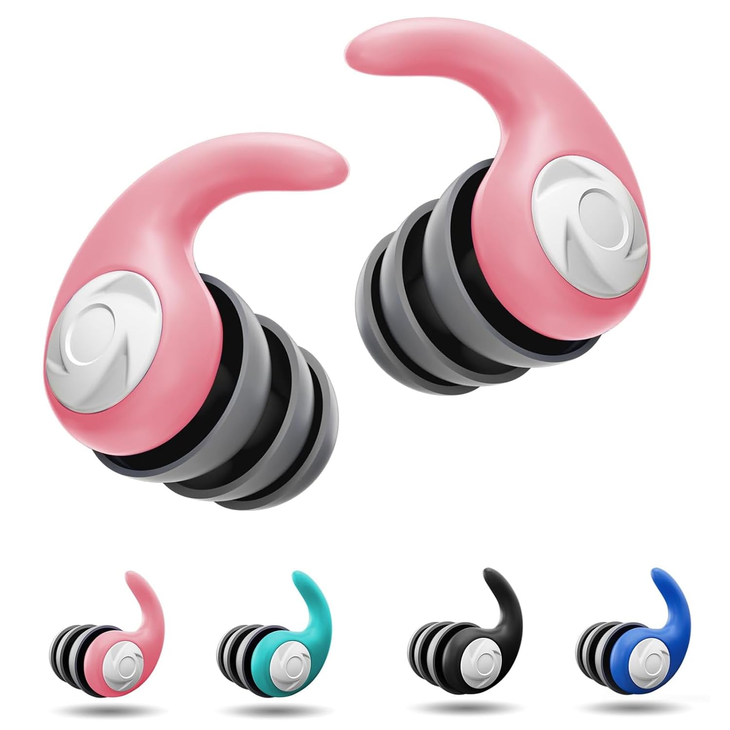 2 Pairs Waterproof Swimming Ear Plugs for Adults Reusable Soft Silicone Swim Earplugs Ear Protection Perfect for Pool, Surfing, Diving, Showering (Pink, Large)