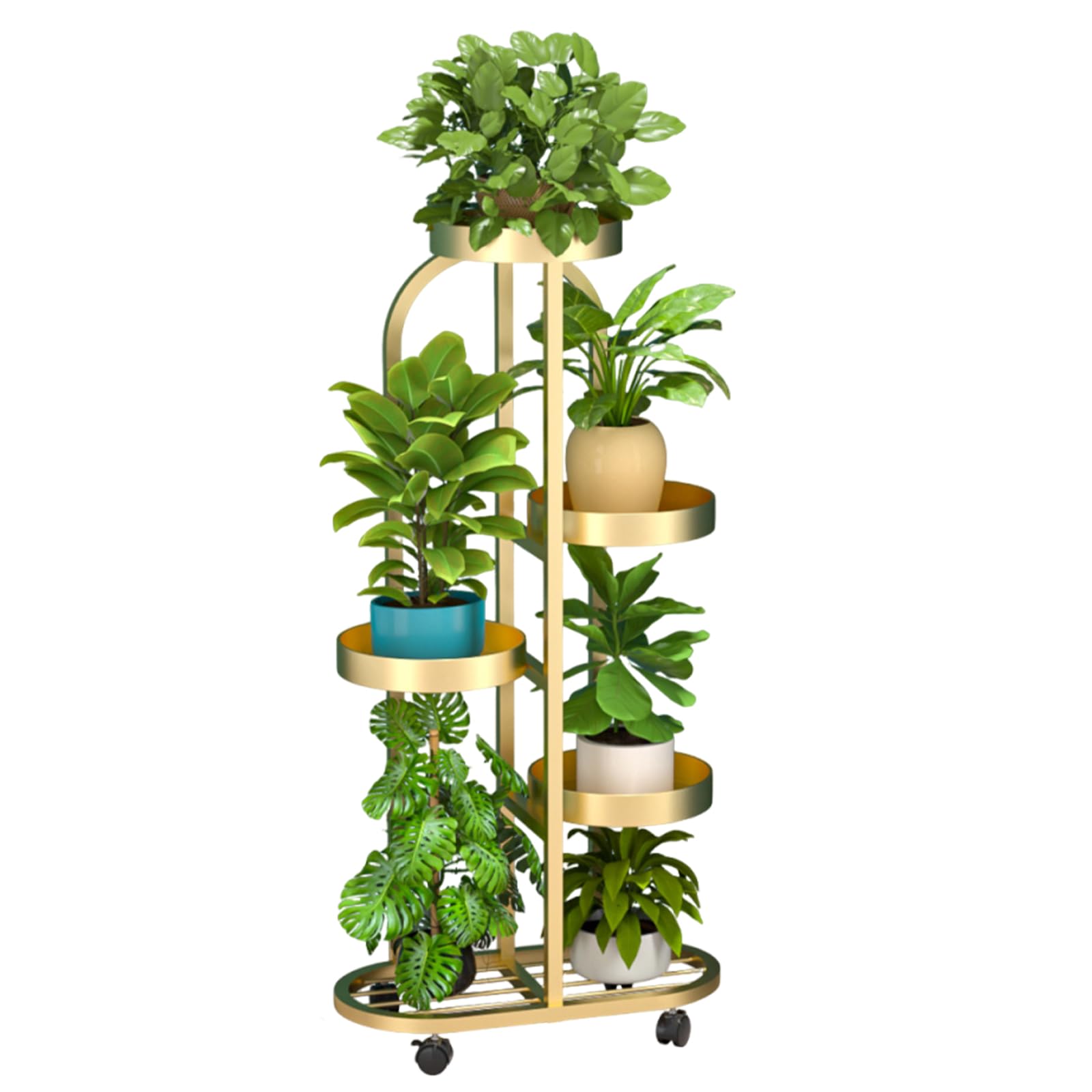 Supporto per Piante in Metallo 3/4/5 Livelli, Porta Vasi ad Angolo per Interni/Esterni, Scaffale Portapiante per Balcone, Giardino, Patio, Soggiorno e Camera Gold 5 Tiers