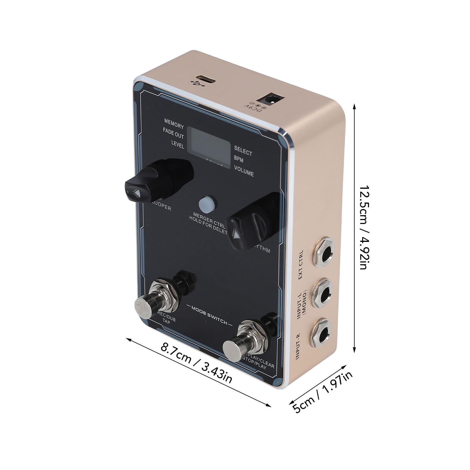 Pedal de Efectos de Guitarra Eléctrica, Máquina de Ritmo de Tiempo de Grabación de 160 Minutos con Soporte de Software de Computadora para Bajos Eléctricos