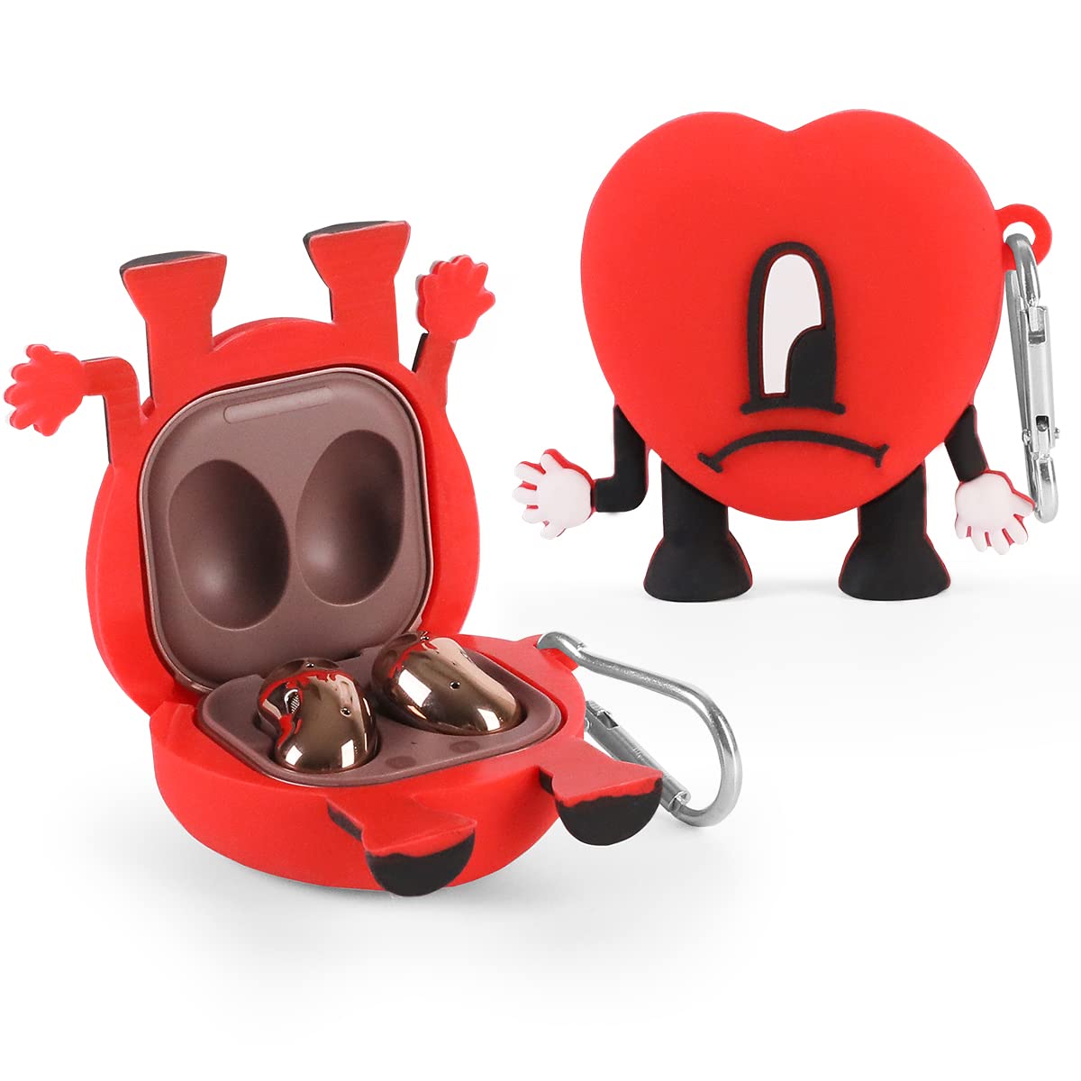 Coque en silicone avec porte-clés pour Samsung Galaxy Buds2 Pro (2022), Buds Pro (2021), Buds Live (2020) (3Dlove)