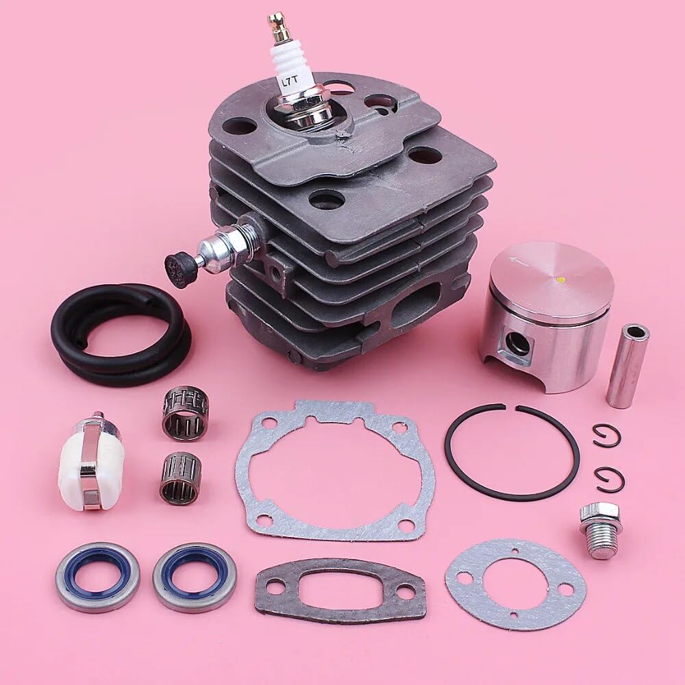 Kit de pistón de Cilindro de 46 mm, for Husqvarna 55 51 Línea de Filtro de Combustible Junta de válvula de descompresión Cojinete Motosierra Reemplazar Pieza de Herramienta Pistón de Cilindro
