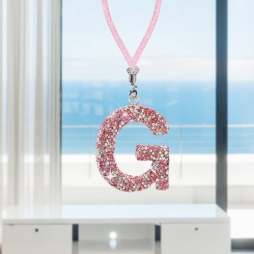 Miniatura 5 de Dije colorido con letra de automóvil, adorno para espejo retrovisor, bonito colgante de cristal para colgar, accesorios para automóvil, diamantes de
