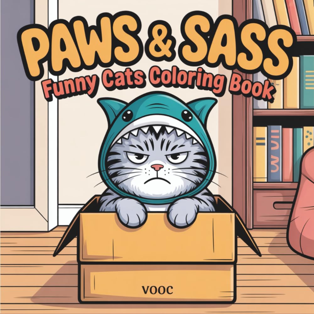 Paws & Sass: Funny Cats Coloring Book - Hilarious and Relatable Cat Situations for Adults - Stress Relief Coloring Pages Featuring Sarcastic, Grumpy, ... Naughty - Funny and Cute Coloring)
