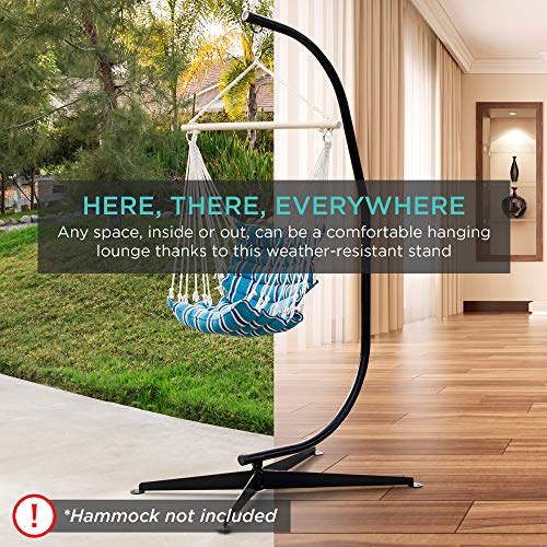 Best Choice Products Metal Hanging Hammock C-Stand For Chair, Porch Swing W/Weather-Resistant Finish, Offset Base, 360-Degree Rotation - Stand Only #TOP3