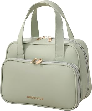 Travel Toiletry Bag for Women Travel Makeup Bag with Handle Waterproof Makeup Organizer Portable Large Cosmetic Bag for Travel Essentials Green