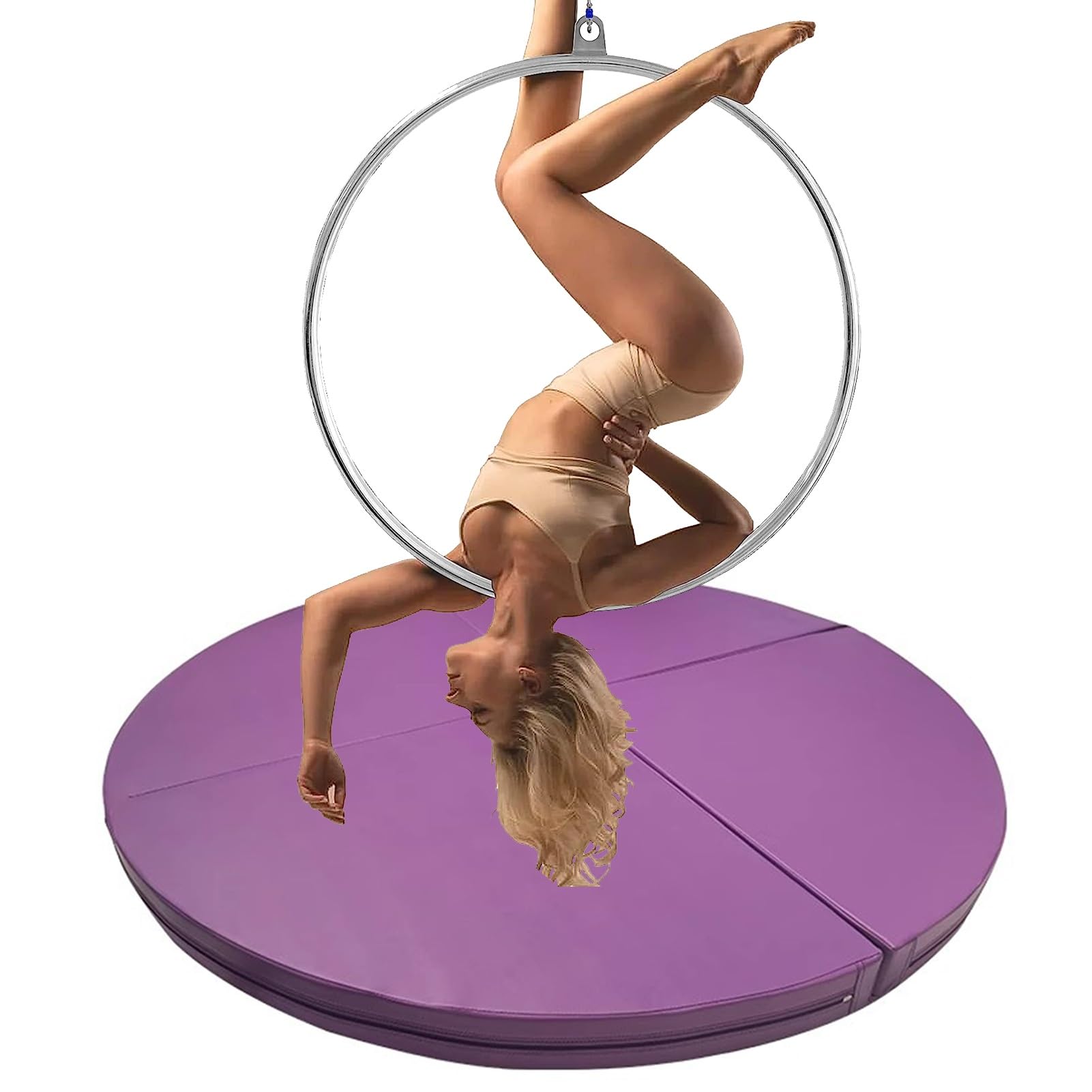 ASerZenith Floor Aerial Hoop Crash Mat 3cm/5cm/10cm Thick, Home Folding Pole Crash Mat, Shock Absorption Anti-Collision Circular Pad for Lyra Hoop/Stripper Pole,Purple-160cmx5cm