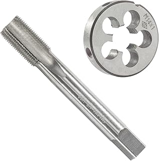 Aceteel M14 x 1.0 Metric Tap and Die Set, M14 X 1mm HSS Machine Thread Tap and M14 X 1mm Alloy Tool Steel Round Thread Die Right Hand