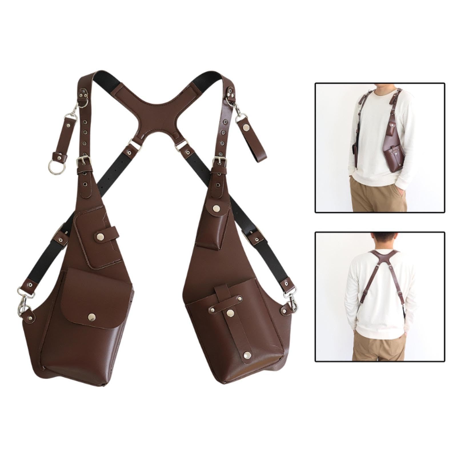 Medieval Leder Fanny Pack Gürteltasche für Männer, Outdoor Holster Pouch Taschen Handytasche Unterarm Umhängetasche Crossbody Geldgürtel Nordic Retro für Reisen Camping Wandern, Style b