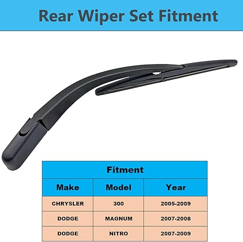 Miniatura 2 de Juego de limpiaparabrisas trasero de repuesto para Dodge Magnum 2005-2008 / Dodge Nitro 2007-2009 / Chrysler 300C 2005-2008, juego de