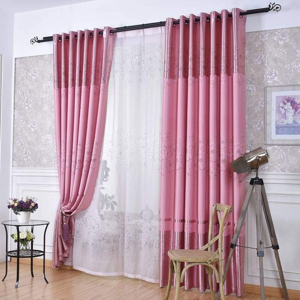 Rideau de cuisine fleuri rose 350x270cm pour créer une ambiance douce et lumineuse