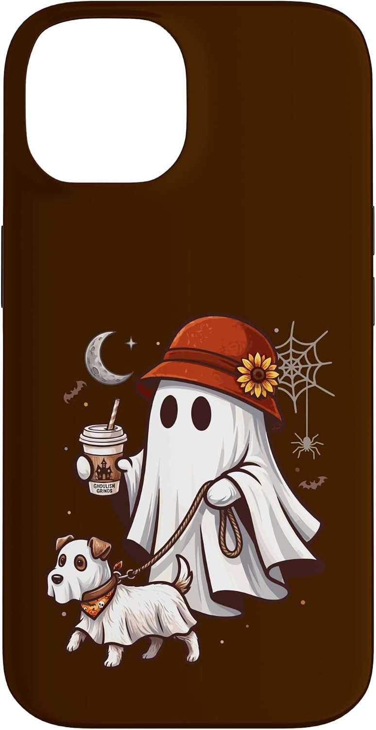 Ghost Walking Dog Halloween Funny Lazy Costume Coffee Lover Case for iPhone XR image 4