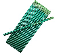 Vista 6 de ezpencils - Lápiz personalizado a granel, lápices redondos, barril de color negro (cuerpo), borrador rojo y virola de latón, paquete de 10