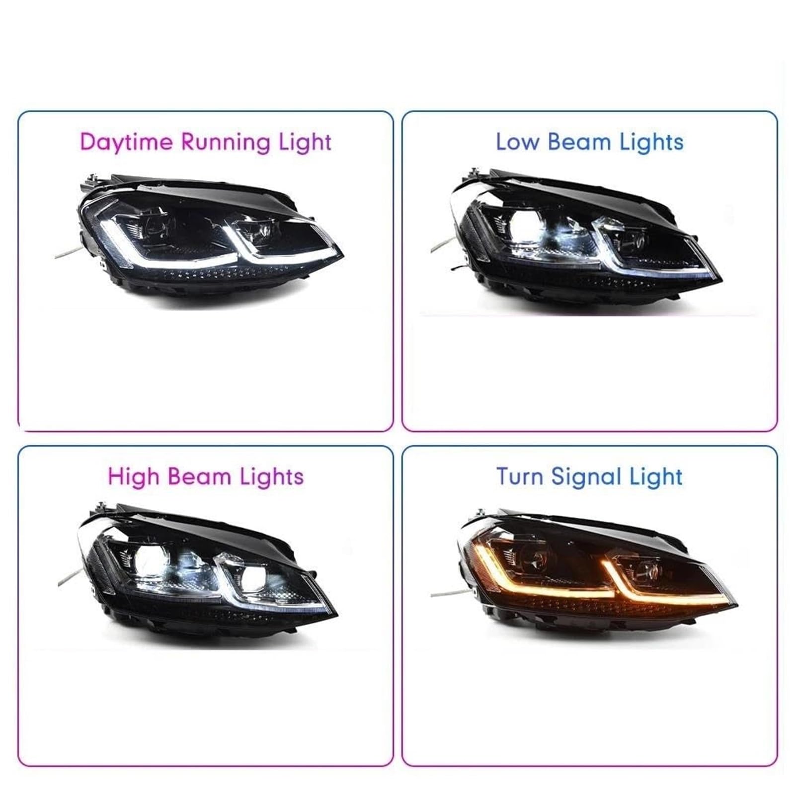 Coppia di fari a LED Compatibile con Per Golf 7 2014-2017 Fari auto LED