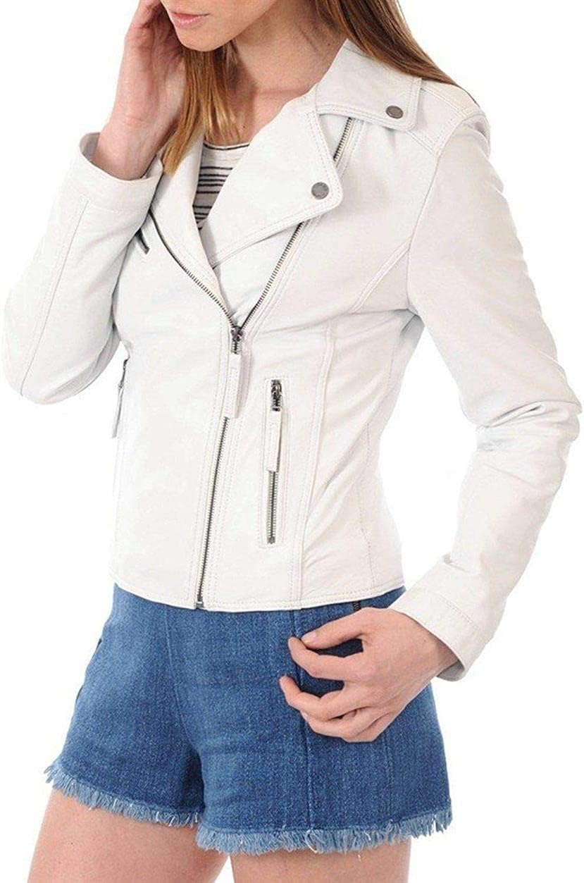 Women's Lovely Biker Leather Jackets - Lambskin Fashion Jackets For Women