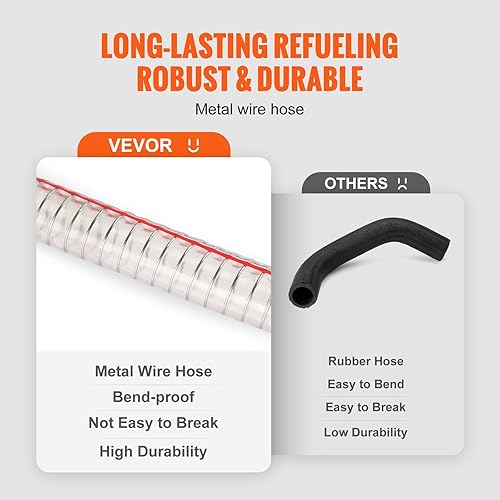 Miniatura 4 de VEVOR Carrito de combustible de 16 galones, 7.8 Lmin, contenedor portátil de almacenamiento de gas con ruedas de goma de bomba de mano, tanque de