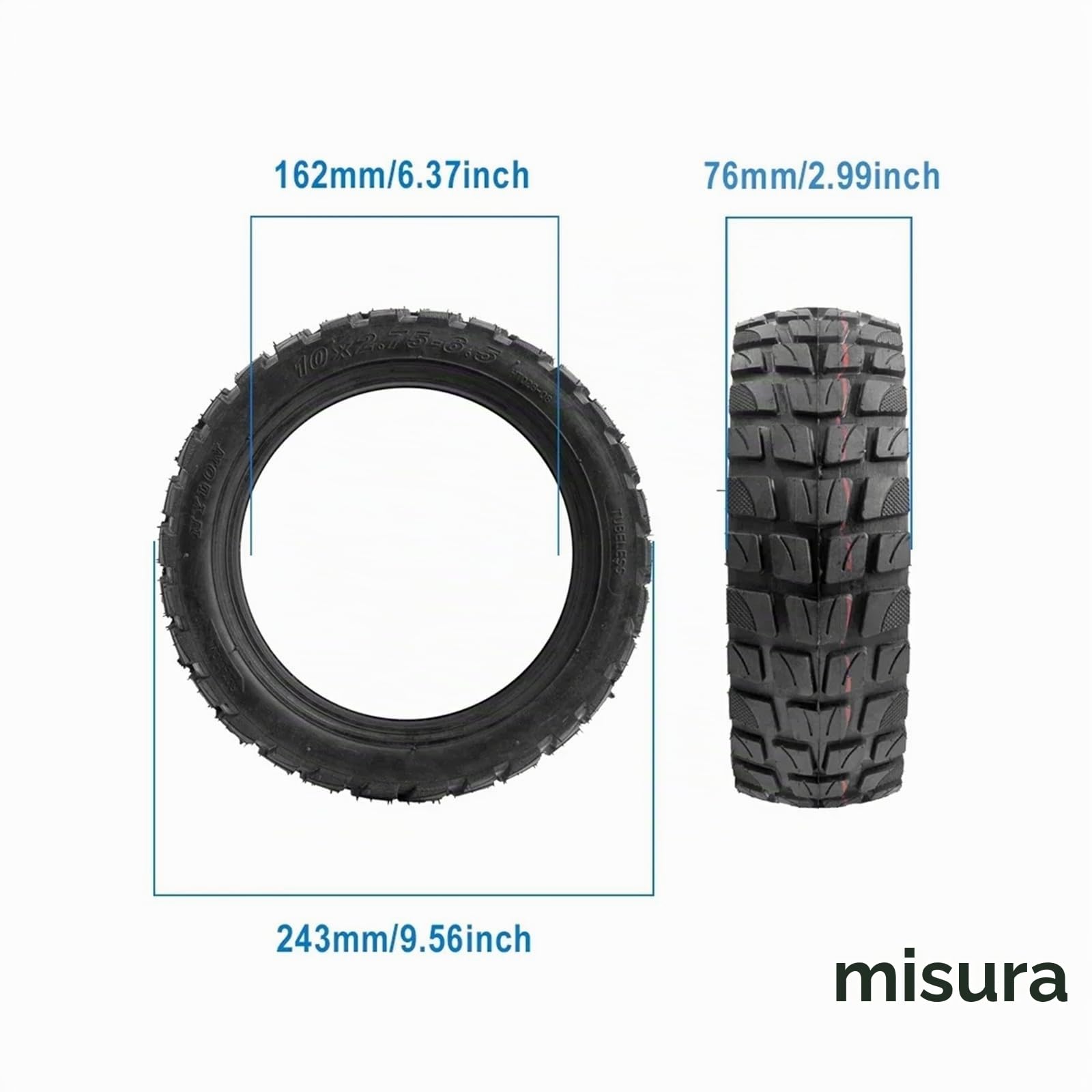 Ruota Monopattino Elettrico Pneumatico esterno 10x2.75-6.5 for scooter elettrico Parti di pneumatici fuoristrada tubeless da 10 pollici 10 * 2.75-6.5(2pcs)