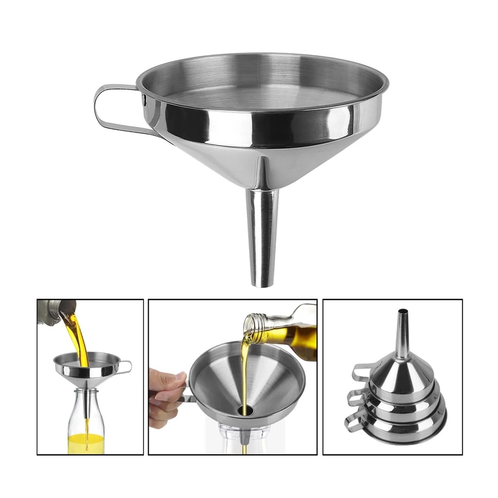 Embudo， Embudo de Metal for Bar, Vino, Cerveza, Aceite, Embudo de Acero Inoxidable con Filtro Desmontable for enlatar, Herramientas de Cocina, Accesorios de Cocina(1)