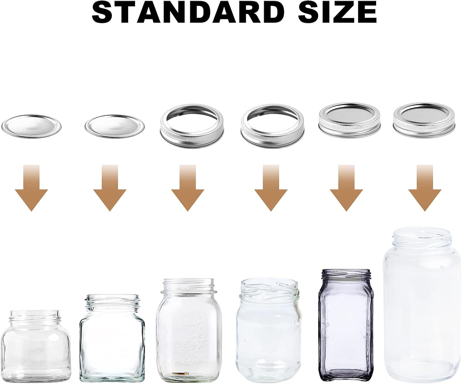 24 Pieces Regular Canning Jar Lids and Bands Set Split-type Lids with Silicone Seals Rings Leak Proof and Secure Canning Jar Caps (70 mm, Silver)