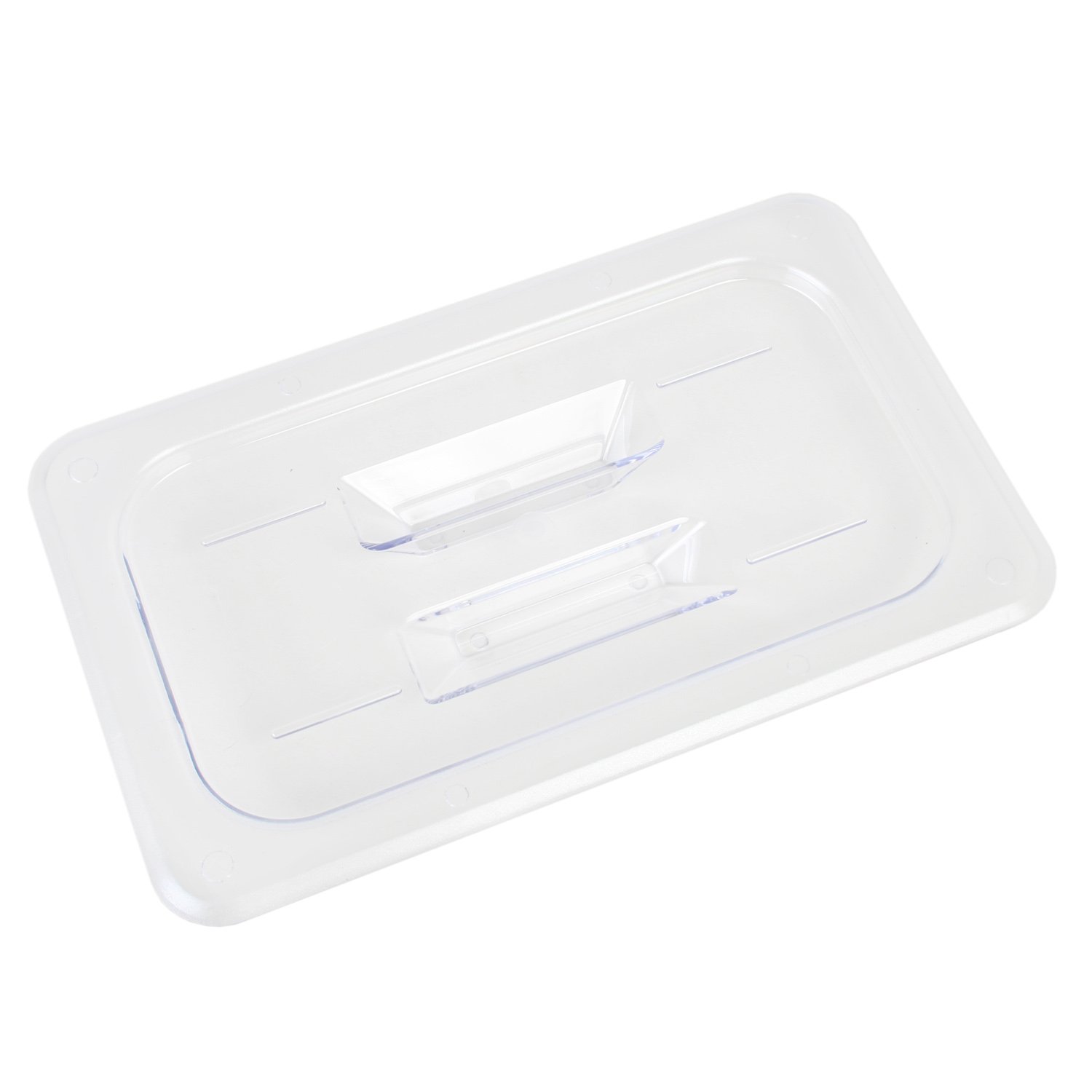 Thunder Group PLPA7140C Food Pan Cover, 1/4 Size, Solid, Built-in Handle, Shatter and Scratch Resistant, Dishwasher Safe, Polycarbonate, Clear, NSF, Pack of 12