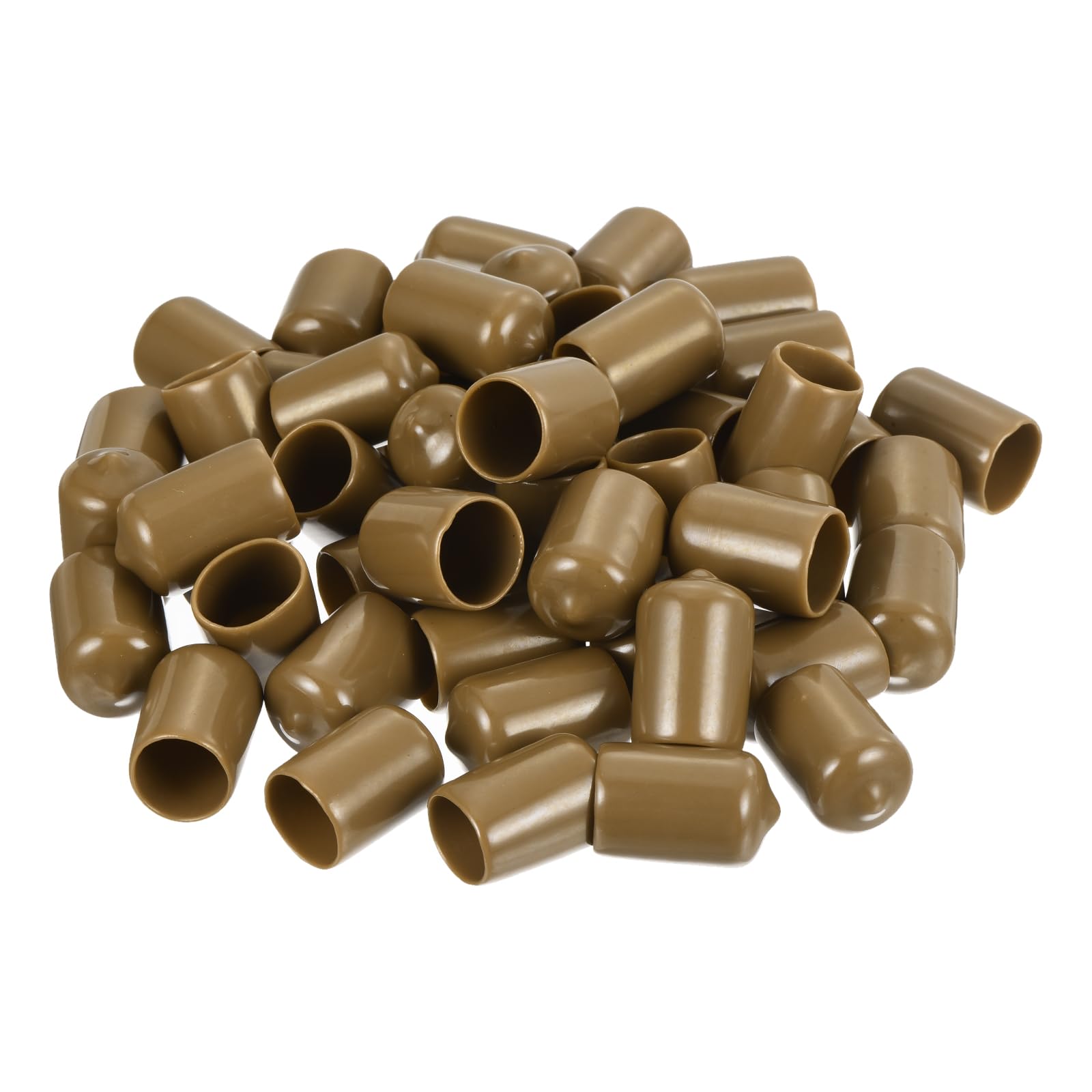 uxcell 100pcs Rubber End Caps 14.5mm ID Vinyl PVC Round Tube Bolt Cap Cover Screw Thread Protectors Light Brown