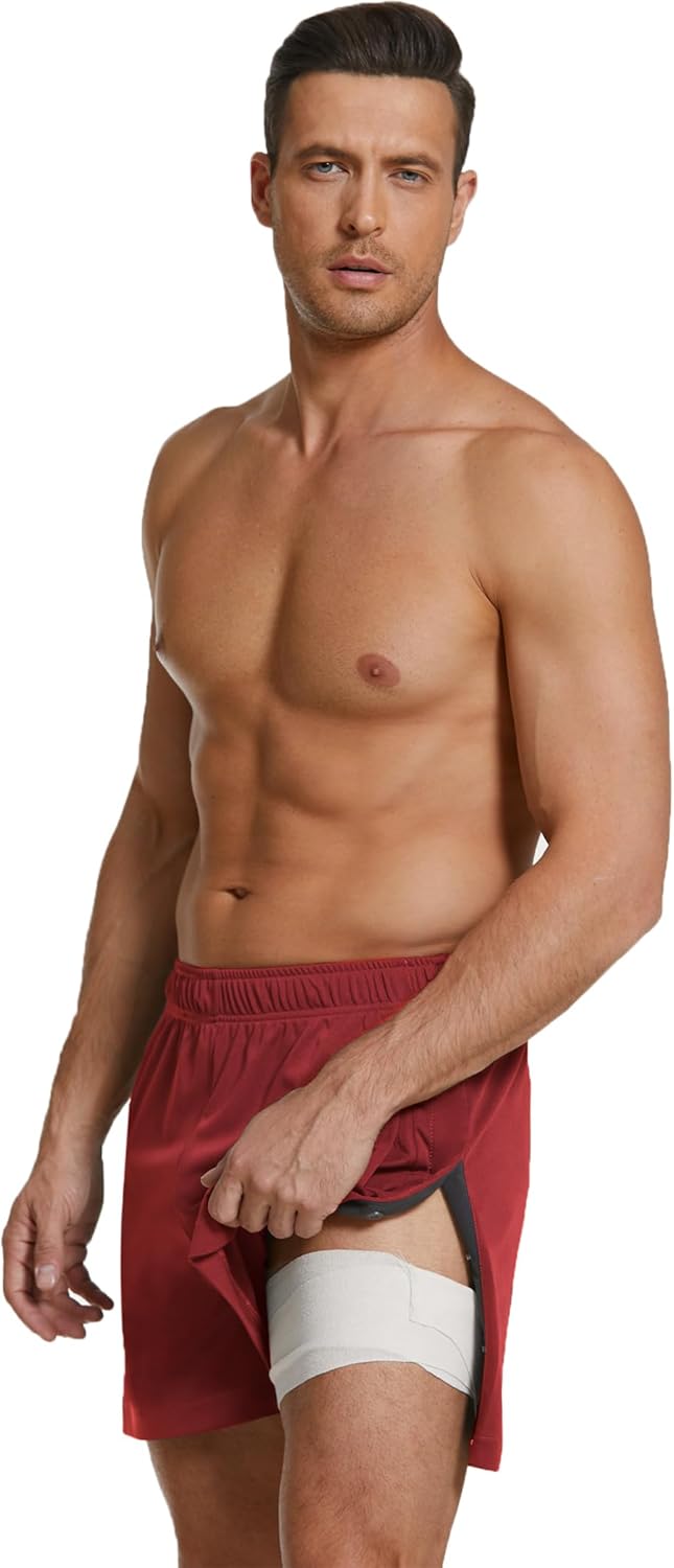 Deyeek Men's Snap Tear Away Athletic Shorts - Breakaway Adaptive Post Hip Knee Surgery Recovery With Pockets - Image 2