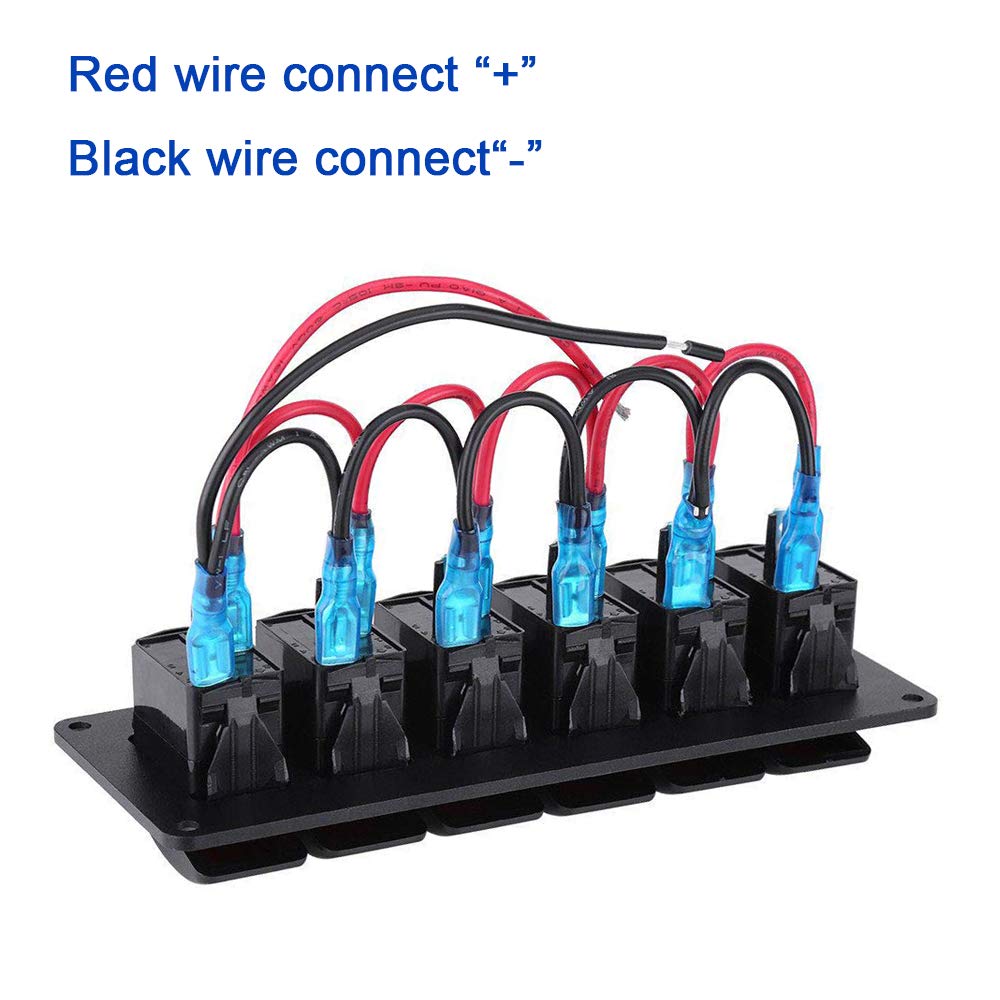 Geloo Pannello Interruttori 6 Gang, 12 V 24V Impermeabile Pannello Controllo Interruttori con a Levetta LED per Auto Barca Camper (Blue)