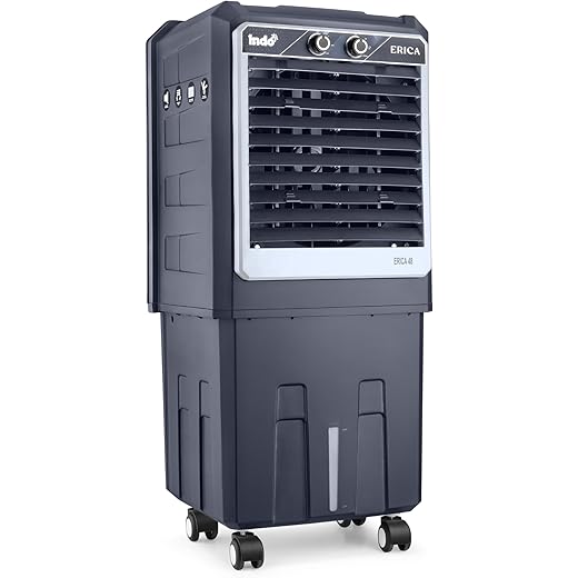Indo 48L High-Performance Air Cooler for Home with Honeycomb Pads, ERICA| 2250 RPM Motor, 3-Way Air Deflection, Castor Wheels & Silent Operation, 120W Energy Efficient, 1 Year Warranty