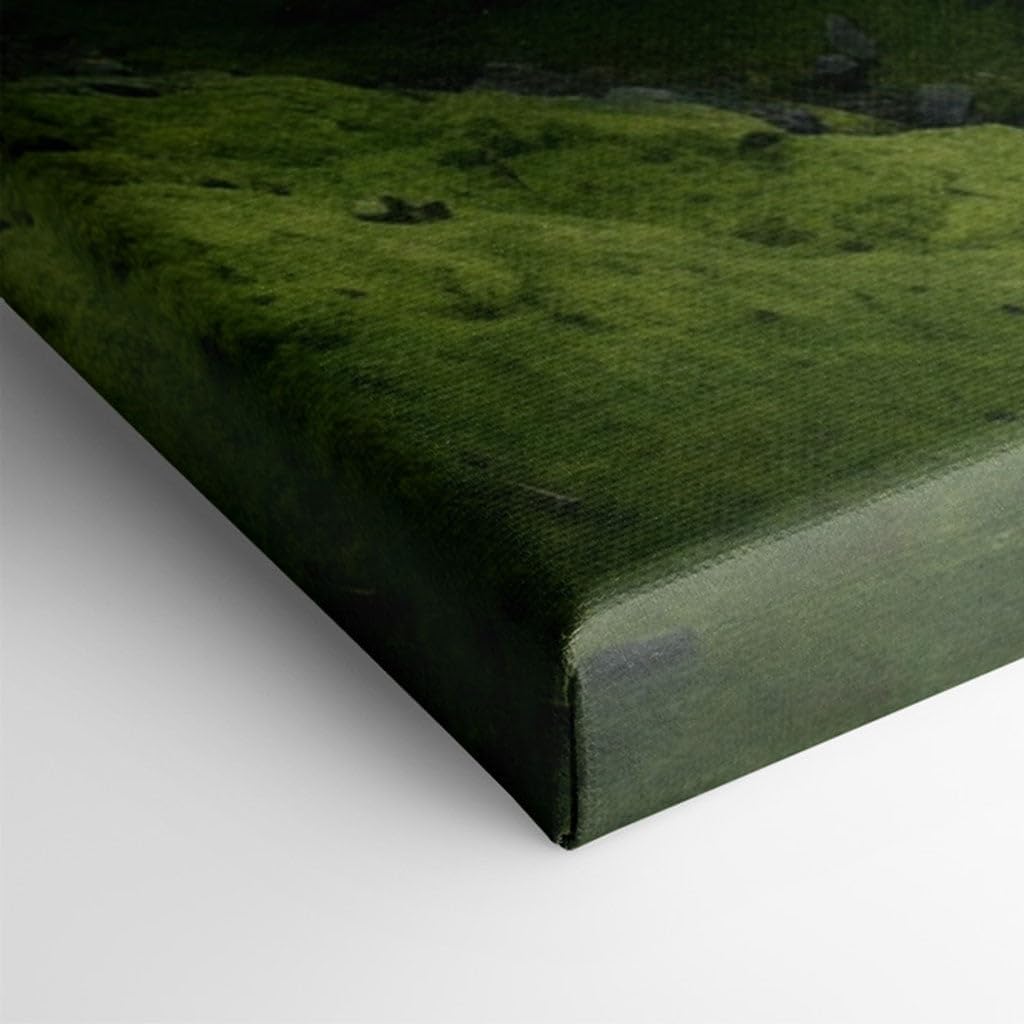 Canvas for Living room. Whispers of Nature: A River's Journey Through the Moss-Cloaked Canyon, 27 x 18 inch Canvas Wall Art - Modern Home Decor