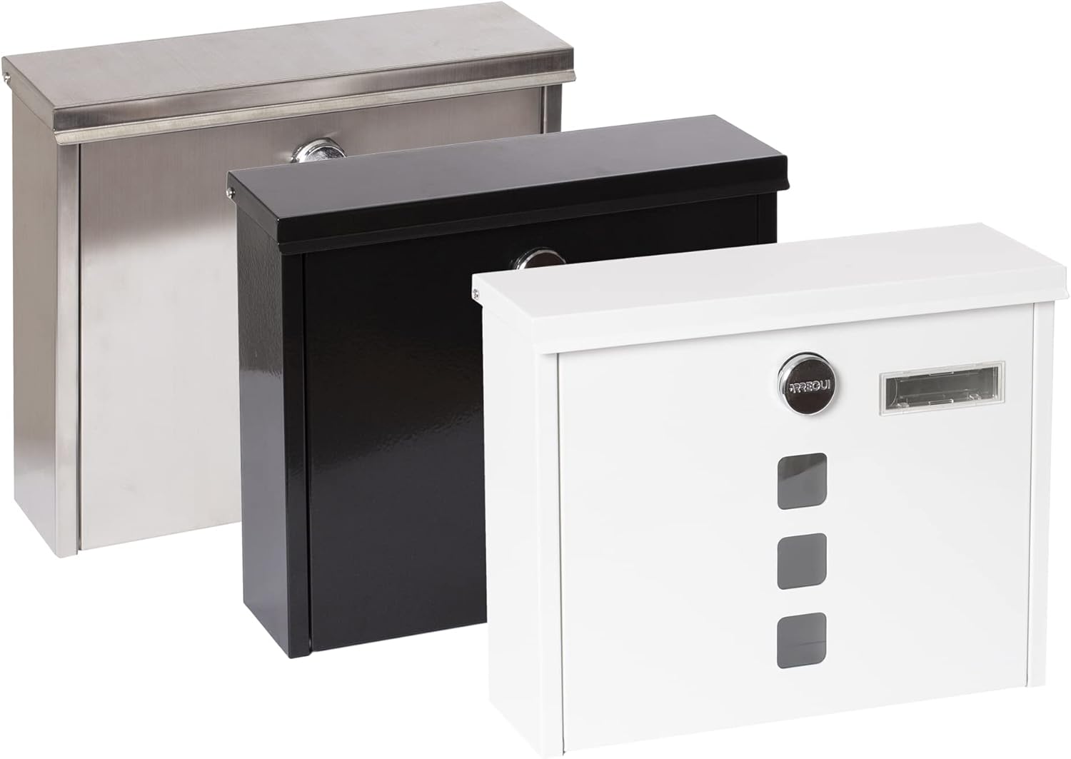 ARREGUI Chance E7107 Stainless Steel Letterbox Size M (DIN A4), Wall Letter Box with Protective Flaps for Slot and Lock, Post Box with Viewing Windows and Name Plate, Easy Assembly, Stainless Steel