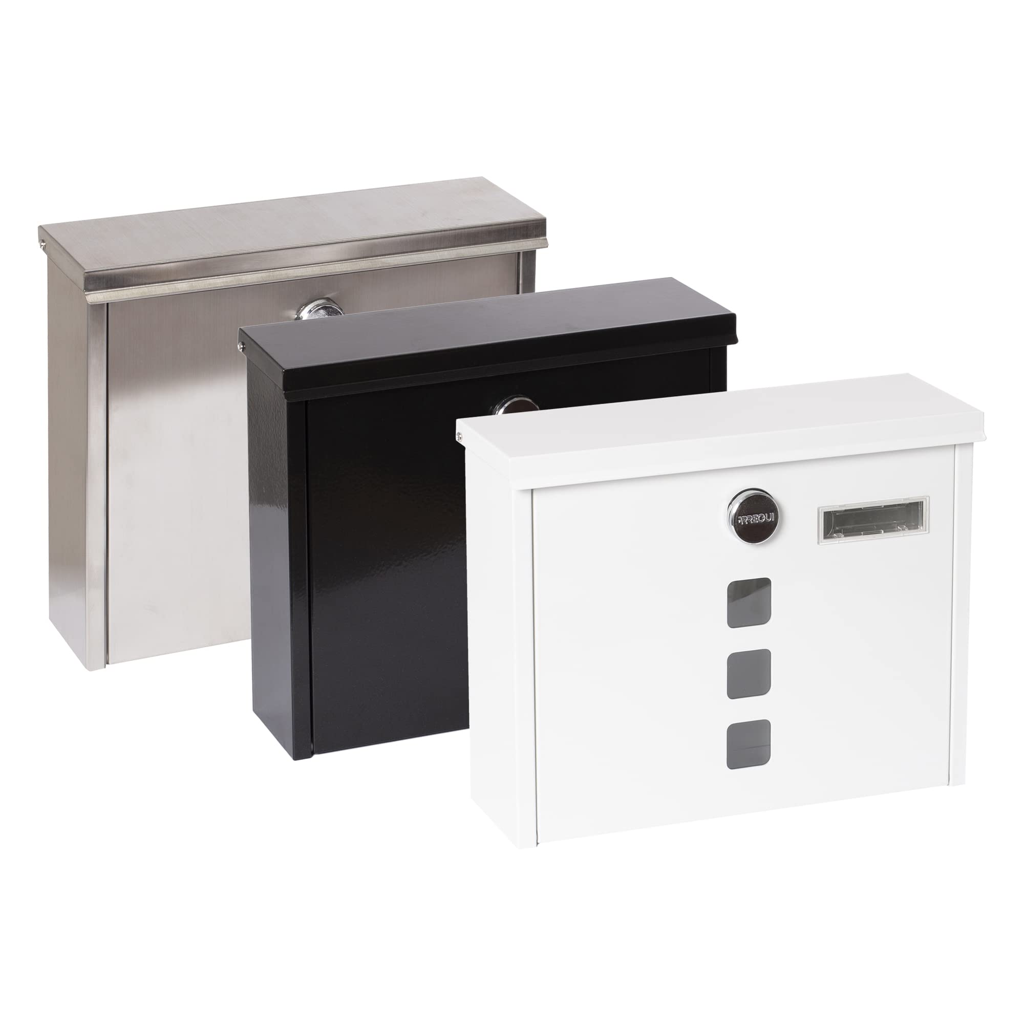 ARREGUI Chance E7101 Cassetta Postale in Acciaio, Formato M (DIN A4), Cassetta della Posta con Serratura Coperta e Portanome, Facile de Montare, Bianco