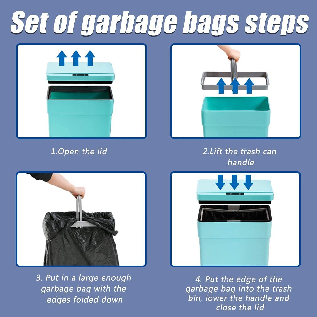 Kitchen Trash Can Automatic Touch Motion Sensor Garbage Can with Close Slowly, Mute 2 Pack Plastic Waste Bin with Lid for Kitchen Bathroom Bedroom, 13 Gallon / 50 Liter (Blue) 15.3 x 9.8 x 23.6 inches
